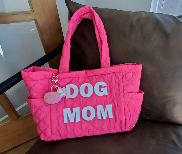 Glitter Quilted Dog Mom Tote