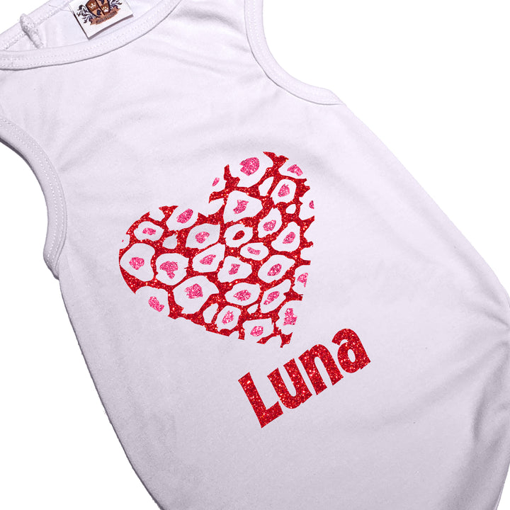 Personalized Leopard Heart Vintage Valentine Tee