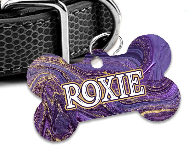 Pet ID Tag | The Purple Gold Marble