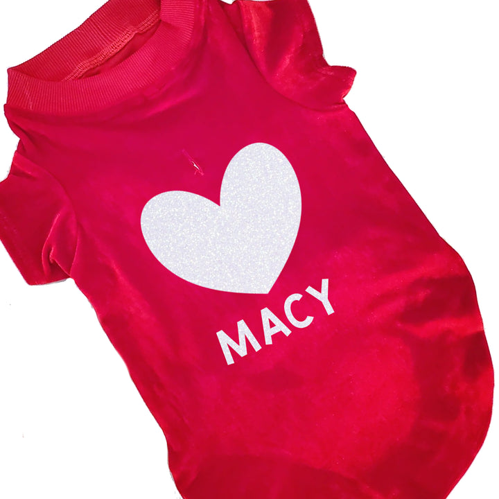 Personalized Red Velvet Glitter Heart Valentine Tee