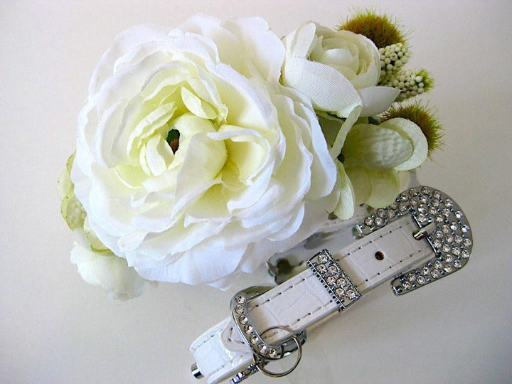 Flower Dog Collar | White Spring Garden