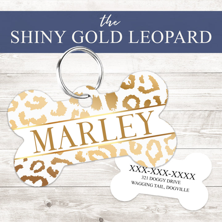 Pet ID Tag | Shiny Gold Leopard